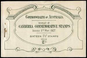 Booklets - 1927 (SG.SB22) 2/- 1&frac12;d Canberra booklet, complete MUH. Unit 7 on the first pane with "Flaw in top of first A of AUSTRALIA" variety. BW:132g. Remarkably fresh.