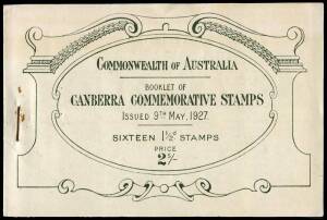 Booklets - 1927 (SG.SB22) 2/- 1½d Canberra booklet, complete MUH. Unit 7 on the first pane with "Flaw in top of first A of AUSTRALIA" variety. BW:132g. Remarkably fresh.