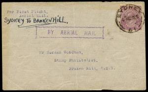 Aerophilately: 21-22 July 1925 (AAMC.83) Sydney - Broken Hill, cover flown by Australian Aerial Services Ltd on their inaugural flight. Cat. $300