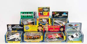 CORGI: Group of Vintage Movie and TV Model Vehicles Including Moonraker James Bond 007 Space Shuttle (649); And, James Bond 007 Moon Buggy (811); And, Starsky & Hutch Ford Torino (292); And, Kojak Buick (290). All Mint with original cardboard packaging, s