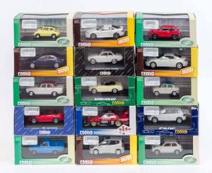 EBBRO: 1:43 Group of Model Cars Including 'Oldies' 1962 Mazda Carol 360 (388); And, 'Hot' Mugen Integra Type R DC-2 (309); And, 'Racing'  1982 Tomica Skyline Silhouette (285). All mint in original cardboard packaging (15 items) 