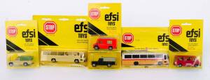 EFSI: Group of Model Cars, Vans & Busses Including Bus (601); And Tow Truck (266). Most mint, all in original cardboard packaging. (52 items)
