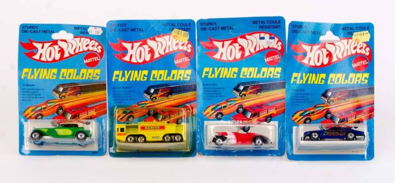 MATTEL: Hot Wheels Group 1975-80 'Flying Colors' Including Airport Rescue; And, 31 Doozie. All Mint in original cardboard packaging. (12 items)