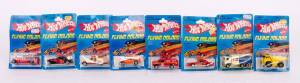 MATTEL: Hot Wheels Group 1970s-80s 'Flying Colors' Including Emergency Squad (7650); And, Hiway Hauler (1174); And, Mirada Stocker (1700). All mint in original cardboard packaging. (17 items)