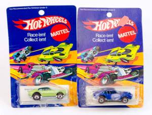 MATTEL: Hot Wheels Die-Cast Metal a Pair of 1969 'Street Snorter' Blue and Lime Green (6971). Mint condition in original packaging.