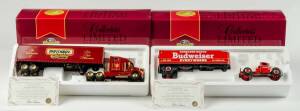 MATCHBOX: 1:50 Collectors Limited Edition 1948 Budweiser Diamond T Tractor Trailer; And, Millennium Tractor Trailer. All Mint in original cardboard boxes with lables. (2 items)