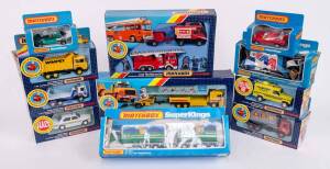 MATCHBOX: Group of 'Super Kings' Model Cars and Trucks Including Road Repair Set (K-137); And, Fire Rescue Set (K-138); And, Ford Transcontinental (K-21). Most mint in original cardboard packaging. (26 items)&nbsp;