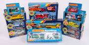 MATCHBOX: Group of 'Super Kings' Model Cars and Trucks Including Road Repair Set (K-137); And, Fire Rescue Set (K-138); And, Ford Transcontinental (K-21). Most mint in original cardboard packaging. (26 items) 
