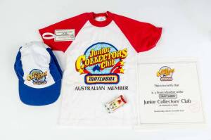 MATCHBOX: Three Junior Collectors Club Memberships Each Containing Hat, T-shirt, Members card, Junior Collectors Team Car and Certificate.&nbsp;