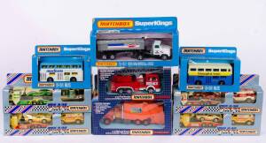 MATCHBOX: Group of Large Sets Including Pepsi Team Convoy; And, Super Kings Refuse Truck (K-111); And, Tipper Truck (K-18). All mint in original cardboard packaging. (9 items)