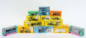 MARKLIN: Group of Model Cars and Trucks Including Autokran (8031); And, Karmann-Ghia Coupe (8021); And, Treibstoff-TankWagen (8032); And, Feurwehrauto (8023); And, Polizei-Streifenwagen (8024). All mint in original cardboard packaging. (23 items)