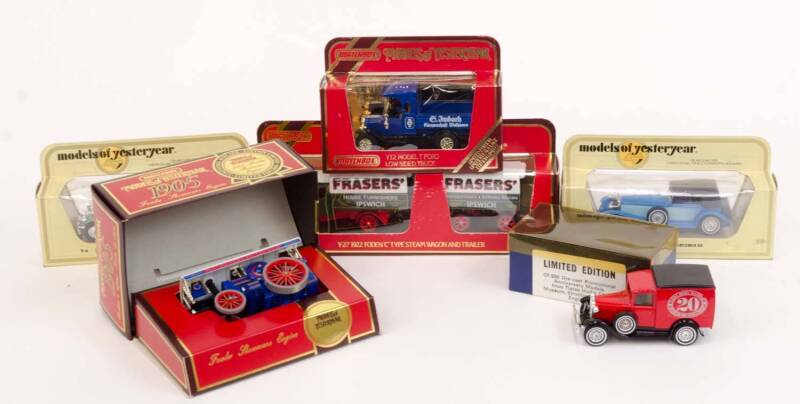 MATCHBOX: A Group of 'Models of Yesteryear' Including four 1922 Fraser's Foden 'C' Type Steam Wagon And Trailer (Y-27); And, three 1905 Fowler Showmans Engine (Y-19). All Mint in original cardboard boxes . (18 items)