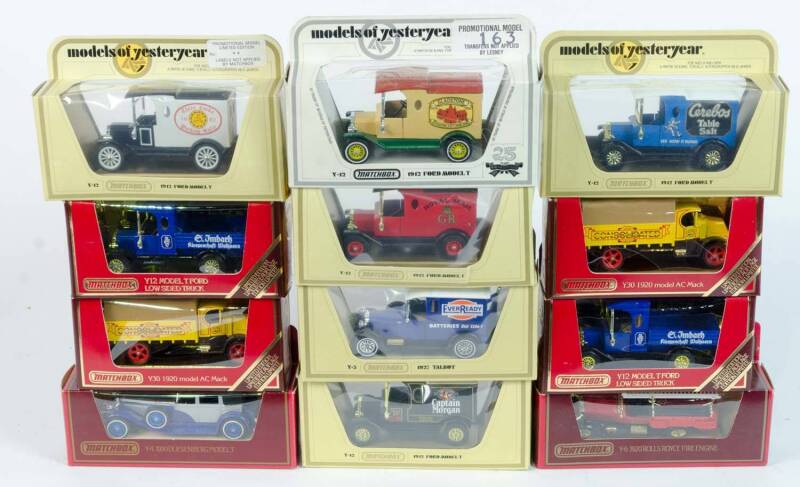 MATCHBOX: Group of 'Models of Yesteryear' Including 1918 Crossley (Y-13); And, 1910 Renault Type AG (Y-25); And 1912 Ford Model 'T' (Y-12). All mint in original cardboard packaging. (53 items)