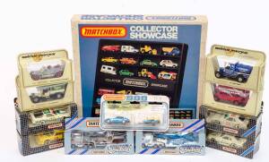 MATCHBOX: Group of Model Cars Including Collector Showcase; And, 'Convoy' Kenworth Helicopter Transporter (CY11); And, 'Models of Yesteryear 1912 Ford Model T (Y3) Express Dairy. All mint in original cardboard packaging. (52 items)