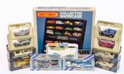 MATCHBOX: Group of Model Cars Including Collector Showcase; And, 'Convoy' Kenworth Helicopter Transporter (CY11); And, 'Models of Yesteryear 1912 Ford Model T (Y3) Express Dairy. All mint in original cardboard packaging. (52 items)