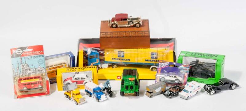 Miscellaneous Group of Model Cars Including CORGI: Michelin Ford Truck (1108); And KADO: 1:43 Citroen Commercial H Truck; And SIKU: 1:55 Opel Kadett ST. See image for condition.