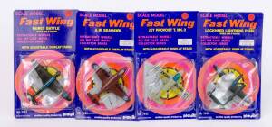 PLAYART: Group of 'Fast Wing' Model Planes Including Lockheed Lightning P-38J (7406); And, Fairey Battle (7403). All mint in original cardboard packaging. (11 items)