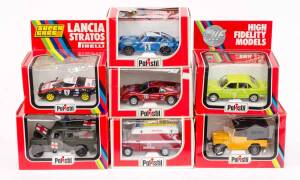 POLISTIL: 1:25 Group of Model Cars Including 'High Fidelity Models' Land Rover Croce Rossa Militare (S635); And, Dodge Van Pompieri (S665); And, Lancia Stratos Pirelli (S714). Most Mint, all in original cardboard packaging. (23 items)