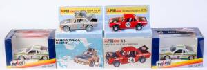 POLISTIL: 1:25 Lancia Fulvia 1600 HF Rally Montecarlo (S8); And, Lancia 037 Totip (S231); And, Lancia 037 (S231). All mint in original cardboard boxes and labels. (3 items)