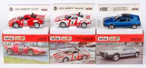 POLISTIL: 1:25 Lancia Beta Montecarlo (S57); And, Lancia Stratos 'Memphis' (S73); And, Lancia Stratur (S32). All mint in original cardboard boxes and labels. (3 items)