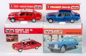 POLISTIL: 1:25 Peugeot 504 GL (S48); And, Peugeot 504 GL 'Tour de France' (S47). All mint in original cardboard boxes and labels. (2 items)