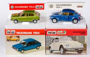 POLISTIL: 1:25 Volkswagen 1300L (S42); And, Volkswagen Polo (S25). All in original cardboard boxes and labels see image for Condition. (2 items)