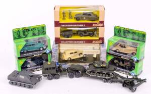 SOLIDO: Group of Military Vehicle Models Including 'Cars of the Commanders' Goering's Paris HQ Car 1940 (9581); And, Collection Militaire I; And, Half Track M3 (244). Most Mint in original packaging with&nbsp;accompanying lables. (31 items)