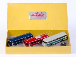 SOLIDO: Junior 3 Bus/Trolly Bus Set Jouets a Transformations Demontable. Mint in original cardboard boxes and labels (1 items)