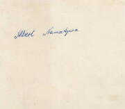 ALBERT NAMATJIRA: Australian Aboriginal artist from the German Lutheran mission at Hermannsburg; autograph on page in blue ink. VG condition