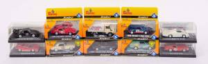 SOLIDO: 1:43 Group of Model Cars Including Chevrolet Corvette 68 (1910); And, Ferrari F550 Maranello (1941); And, Fiat 131 Racing (1913). All mint in original packaging. (38 items)