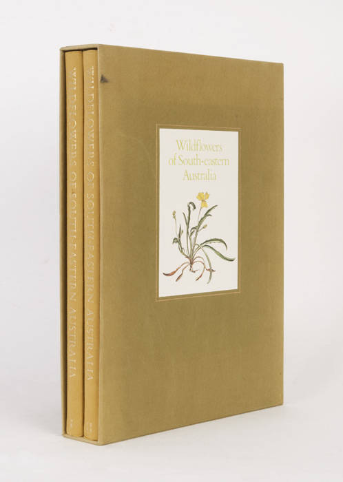 "Wildflowers of South-eastern Australia" by J.Ros.Garnet and paintings by Betty Conabere [published by Thomas Nelson Australia, printed in Japan], limited edition 399/775 signed copies. (2) Folio volumes, publishers green cloth and slipcase. Case and spin