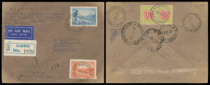 1934 (Sept 17) Australia-England AAMC#405 intermediate cover endorsed "Carried from Adelaide to Darwin in his plane on the Aust-Eng flight Sept 17 1934" and signed by pilot "CJ Melrose" with Victorian Centenary 3d & 2d tied 'DARWIN NT/18SE34/AUSTRALIA' ar