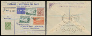1934 (Oct 20) England-Australia AAMC#433 MacRobertson Air Race cover carried by the winning entry DH66 Comet 'Grosvenor House' in a total elapsed time of 71 hours even signed by both pilots "CWA Scott" and "Tom Campbell Black" on back with Great Britain K