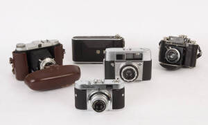 CERTO DOLLINA II rangefinder camera with black top housing (c1934); VOIGTLANDER VITO B 35mm viewfinder cameras (2); SOLIDA Jr. folding camera; PRONTOR II German folding camera; PRONTOR-LUX viewfinder camera; Voigtlander lens filters (3). Fair to good cond