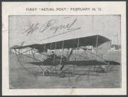 1911 (Feb 18) Allahabad-Naini picture postcard (160x125mm) of Henri Pequet at the controls of his biplane inscribed 'FIRST AERIAL POST, FEBRUARY 18, 11' - 'ALLAHABAD' omitted - carried on the world's first official airmail service - 2