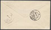 1925 (Jan 27) Jalpaiguri-Calcutta Newall #25.02a cover endorsed "By air from Jalpaiguri-Calcutta" carried by Sir Alan Cobham on his India Survey Flights self-addressed to his engineer AB Elliott with India KGV 1a tied 'JALPAIGURI/27JAN25' d/s and 'CALCUTT - 2