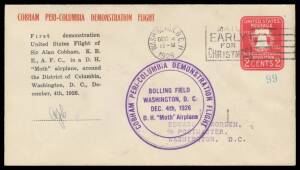 1926 (Dec 2) New York-Philadelphia-Washington DC four envelopes flown by Sir Alan J Cobham and his wife Lady Gladys on US Congress demonstration flight each initialled AJC on face, the first three from New York, Milburn NJ & Philadelphia with 'COBHAM FIRS
