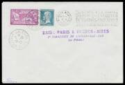 1927&nbsp;(Oct 10)&nbsp;France-Argentina&nbsp;by French aviators&nbsp;D Costes & J Le Brix&nbsp;with 1fr50c & 3fr tied by 'BOUGET-AVIATION/SEINE' cds unsaddressed but with&nbsp;Buenor Aires commemorative machine arrival marking. Superb!&nbsp;Muller&nbsp;#173, rated 17.500 points.