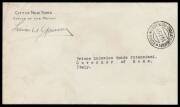 1929 (July) United States-Spain-Italy by American aviators Lewis Alonzo Yancey & Roger Williams in "Pathfinder", stampless cover with 'CITY OF NEW YORK/OFFICE OF THE MAYOR' imprint