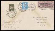 1932 (July) Round the World Attempt by Jimmie Mattern & Bennett Griffin plain cover with US Wings 5c tied by New York slogan of JUL5/1932 plus German 4pf tied by Berlin cds & Russian 15k tied by bilingual Minsk cds, signed "Jimmie Mattern" & "BH Griffin"
