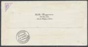 1932&nbsp;(Sep 29)&nbsp;Philippines-Germany plain cover&nbsp;with 'ROUND-THE-WORLD-FLIGHT/VON GRONAU' Overprints tied by Manila d/s & 'FRIEDRICHSHAFEN/10.11.32/(BODENSEE)' arrival b/s, signed by the pilot "WvGronau". The final sector of his Round The World flight. 28 co - 2