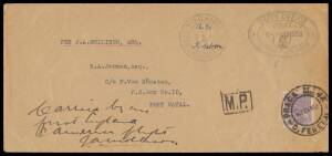 1933 (Feb 6) England-Senegal-Brazil per Jim Mollison in Puss Moth "Heart's Content", stampless with oval 'DUTY OFFICE/6FEB1933/LYMPNE AIR PORT' cachet & Brazilian 'RIO D NORTE/9.II.33/CORREIO AEREO - NATAL' cds, Brazilian 700r tied by cds of 14FEV1933, en