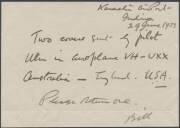 1933 (June 21) India-England AAMC#313b intermediate cover carried by Charles Ulm, PG Taylor & GU Allan in the 'Faith in Australia' on an attempted 'Round The World' flight from Australia endorsed "Aeroplane VH-UXX Pilot Ulm" & signed CTP Ulm on face with - 2