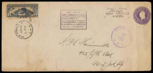 1933 (July 15) United States-Lithuania per Steponas Darius & Stasys Girenas in "Lituanica", usage of US 3c Envelope with 10c Lindberrgh tied by New York cancel, 'LITUANICA/JUL/15/1933' cds in violet plus two cachets in Lithuanian