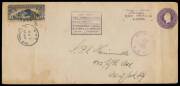1933 (July 15) United States-Lithuania per Steponas Darius & Stasys Girenas in "Lituanica", usage of US 3c Envelope with 10c Lindberrgh tied by New York cancel, 'LITUANICA/JUL/15/1933' cds in violet plus two cachets in Lithuanian
