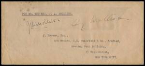 1933 (July 22) Great Britain-United States per James & Amy Mollison in de Haviland Dragon "Seafarer", stampless with typed endorsement of "July 27 1933" on the reverse re the plane having crashed at Bridgeport Connectiicut,