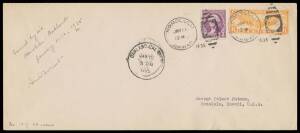 1935 (Jan 11) Honolulu-Oakland cover (241x114mm) endorsed "Carried by air/..." and signed by the pilot "Amelia Earhart" at upper-left and "No.17 of 49 covers" at lower-left,