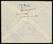 1935 (Oct) Australia-England per&nbsp;FR Maguire & OFY Thomson&nbsp;Indian intermediate with Airmail 6a pair cancelled on arrival at Allahabad with oval 'CIVIL AERODROME - ALLAHABAD, BAMRA' dated cachet in violet on the reverse, signed by both pilots on the reverse