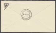 1936&nbsp;(April)&nbsp;England-South Africa&nbsp;per&nbsp;Amy Mollison (Johnson)&nbsp;South West Africa-South Africa leg with SWA&nbsp;&frac12;d & 1d tied by tiny 'WINDHOEK/6.5.36/AIR MAIL' cds & large 'CAPETOWN/7MAY36/KAAPSTAD 22' arrival cds, typed endorsement & signed "Amy Mollison". Only - 2