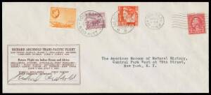 1938 (May 24) San Diego-Hollandia-New York Richard Archbold Trans-Pacific Flight cover carried in the PBY5 Catalina Flying Boat NC777 'Guba II' with USA Washington 2c tied New York cancel & Netherlands Indies Wilhelmina 10c tied Dutch New Guinea 'HOLLANDI